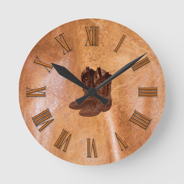 Horse-lovers Western Theme Cowboy Designer Gift Round Clock (Front)