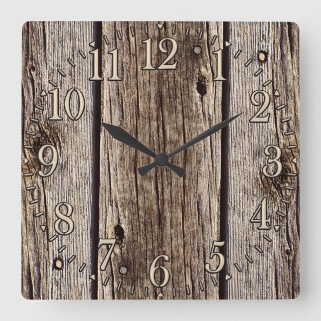 Horse-lovers Western Theme Cowboy Designer Gift Square Wall Clock (Front)