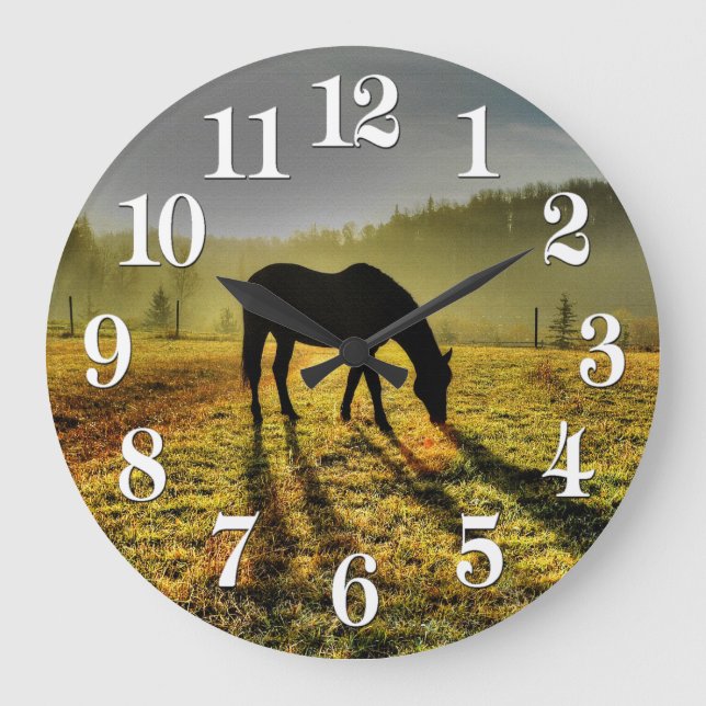Horse-lovers Western Theme Horse Designer Gift Large Clock (Front)