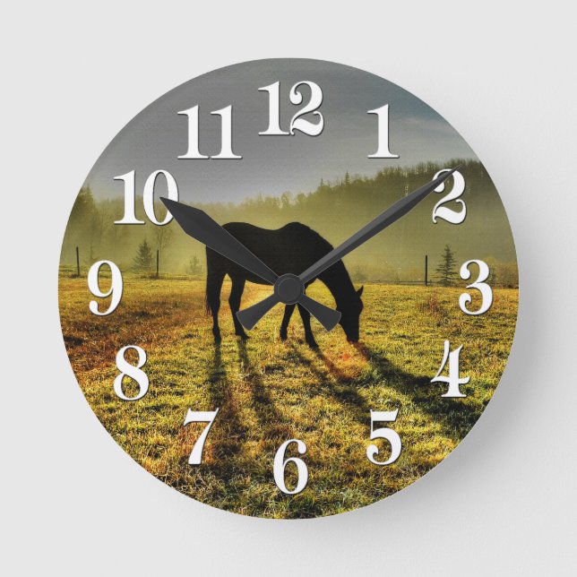 Horse-lovers Western Theme Horse Designer Gift Round Clock (Front)