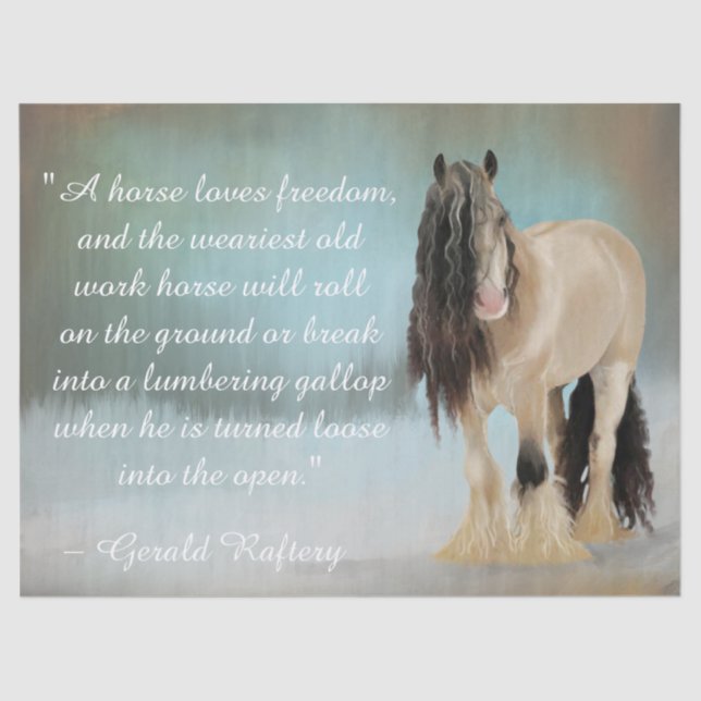 Horse Loves Freedom Quote Tissue Paper (Front)