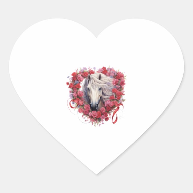 Horse Mane Love Ribbons Valentine's Day Heart Sticker (Front)