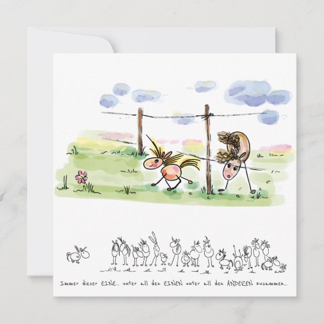 Horse map - greeting card for horse lovers (Front)