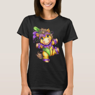 Horse mardi gras nola mask beads cute kids boys T-Shirt