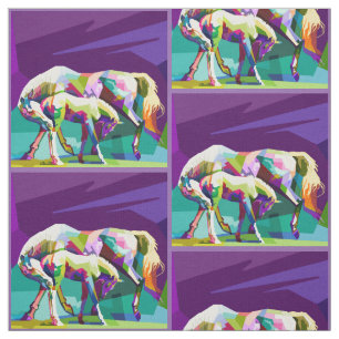 Horse Mare And Colt Print Fabric 4.5"