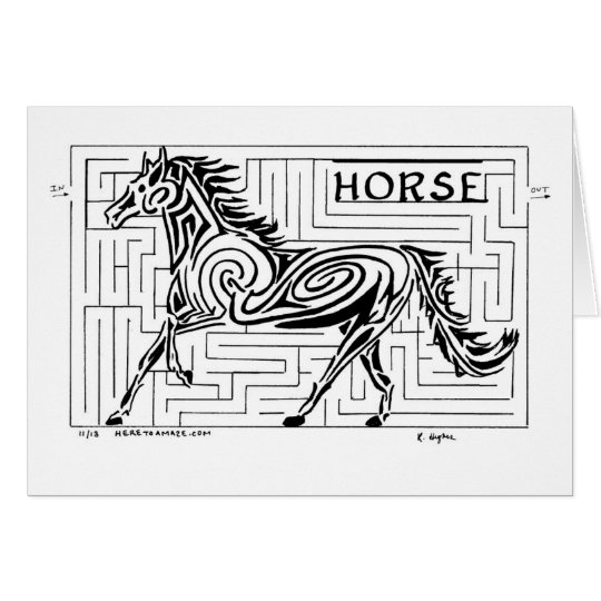 Horse Maze in the Tribal Art style Greeting Card