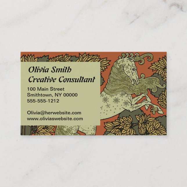 Horse Mediaeval Arts Crafts Art Nouveau  Business Card (Front)