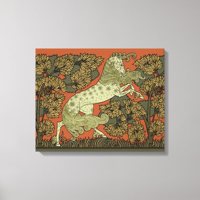 Horse Mediaeval Arts Crafts Art Nouveau  Canvas Print (Front)