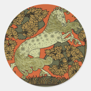 Horse Mediaeval Arts Crafts Art Nouveau  Classic Round Sticker