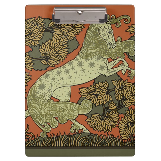 Horse Mediaeval Arts Crafts Art Nouveau  Clipboard (Front)