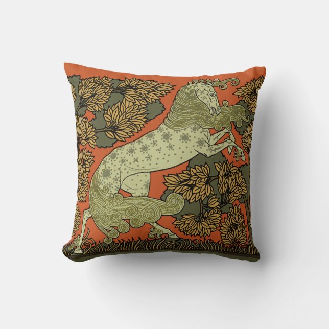 Horse Mediaeval Arts Crafts Art Nouveau  Cushion (Front)