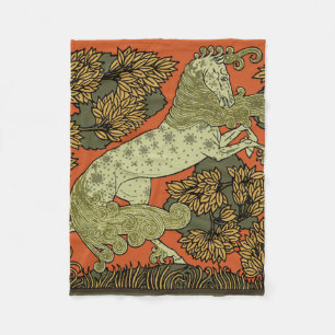 Horse Mediaeval Arts Crafts Art Nouveau  Fleece Blanket