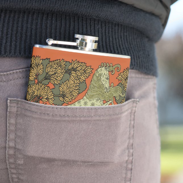 Horse Mediaeval Arts Crafts Art Nouveau  Hip Flask (In Situ)