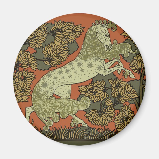 Horse Mediaeval Arts Crafts Art Nouveau  Magnet (Front)