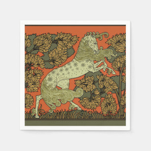 Horse Mediaeval Arts Crafts Art Nouveau  Napkin