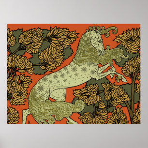 Horse Mediaeval Arts Crafts Art Nouveau Poster