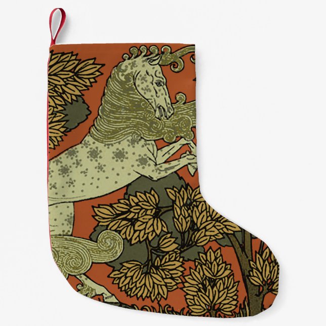 Horse Mediaeval Arts Crafts Art Nouveau  Small Christmas Stocking (Front)