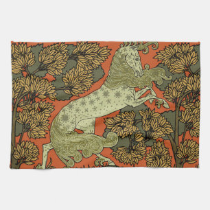 Horse Mediaeval Arts Crafts Art Nouveau  Tea Towel