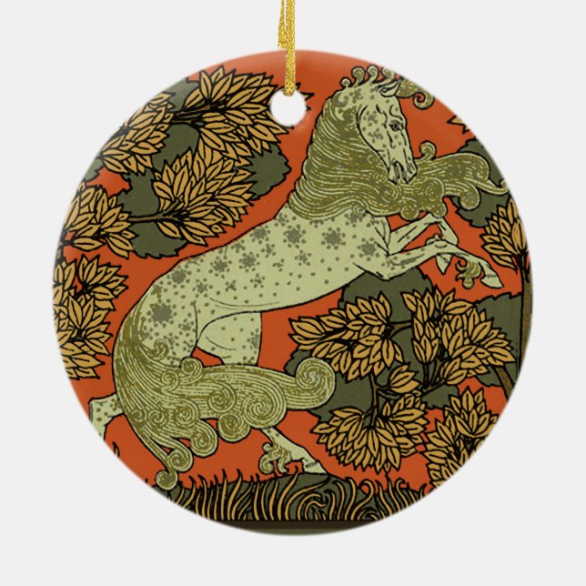 Horse Medieval Arts Crafts Art Nouveau  Ceramic Tree Decoration (Back)