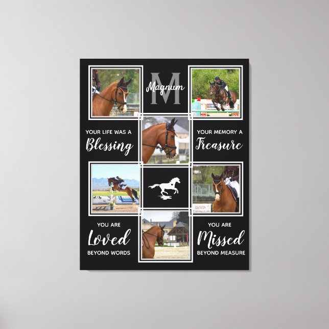 Horse Memorial Black 6 Photo Collage Canvas Print (Front)