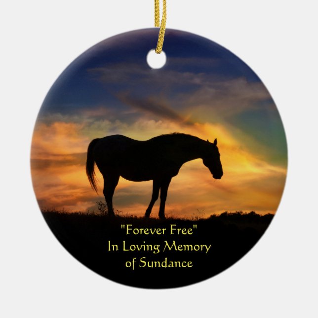 Horse Memorial  Ceramic Tree Decoration (Front)