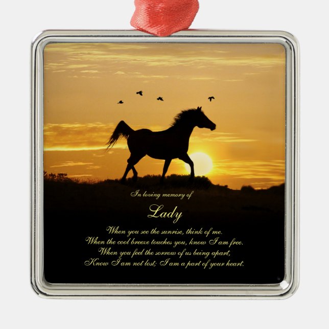 Horse Memorial Custom Name Spiritual  Metal Tree Decoration (Front)