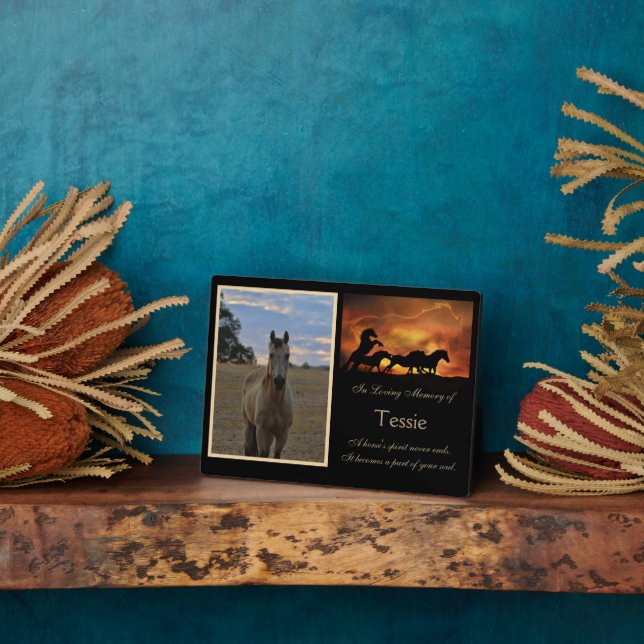 Horse Memorial Custom Photo Name Spiritual Plaque (Side)