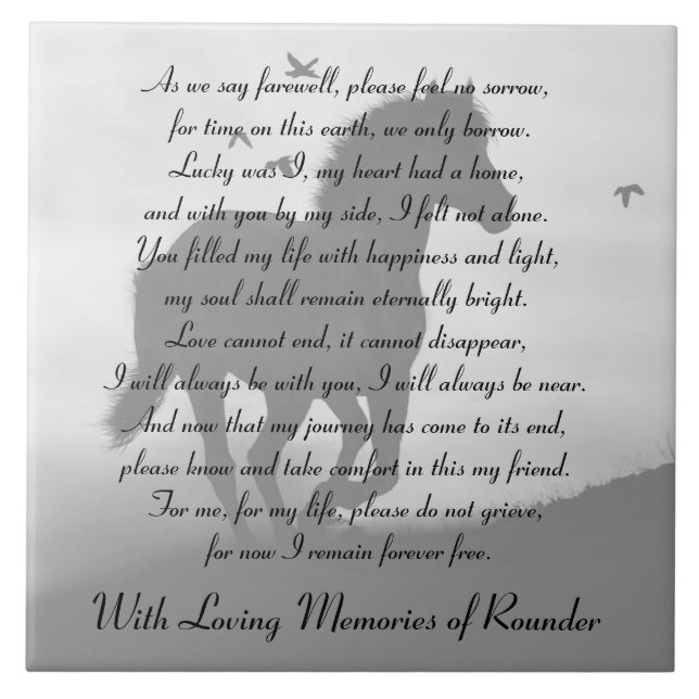 Horse Memorial Galloping Horse Custom Name Tile (Front)