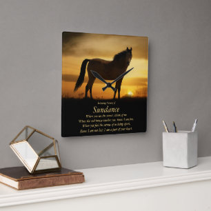 Horse Memorial Horse's Name Square Wall Clock