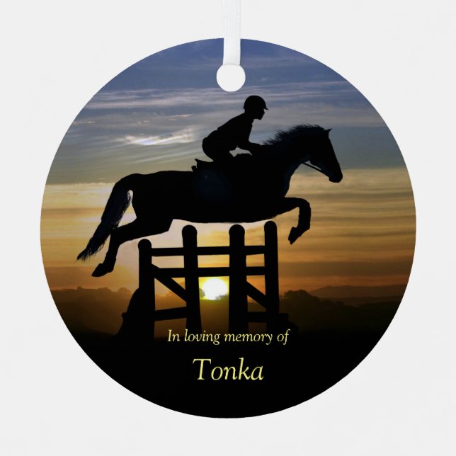 Horse Memorial Hunter Jumper Custom Name Metal Tree Decoration (Front)