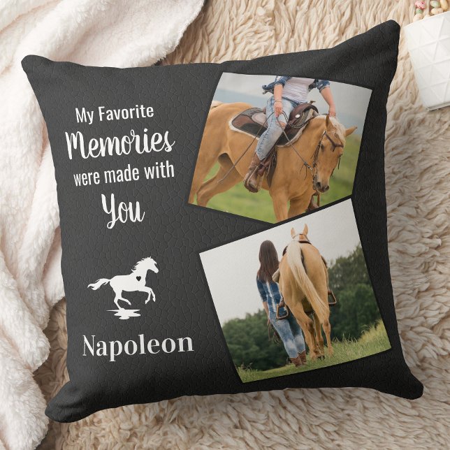 Horse Memorial Personalised 2 Photo Pet Loss  Cushion (Creator Uploaded)