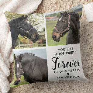 Horse Memorial Personalised 3 Pet Photo Collage Cushion