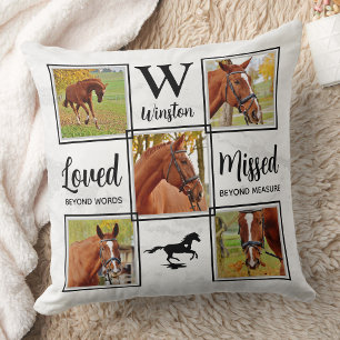 Horse Memorial Personalised  Modern Photo Collage Cushion