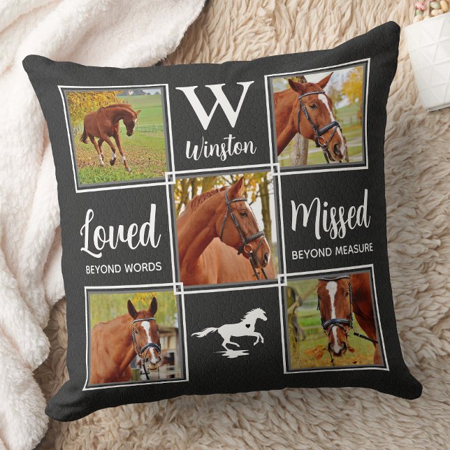 Horse Memorial Personalised Unique Photo Collage Cushion (Creator Uploaded)