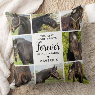 Horse Memorial Personalized Pet Photo Collage Cushion