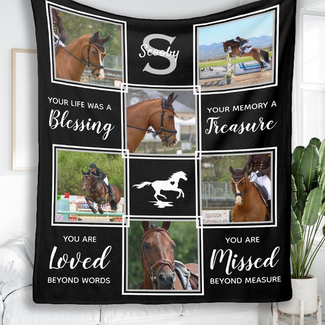 Horse Memorial Pet Loss 6 Photo Collage Fleece Blanket (Creator Uploaded)
