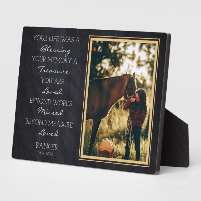 Horse Memorial Pet Loss Remembrance Horse Photo Plaque (Side)