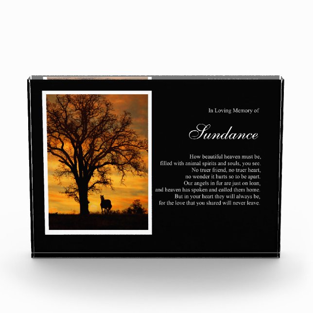 Horse Memorial Spiritual Heaven Custom Name Photo Block (Front)