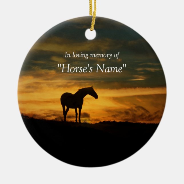 Horse Memorial Tribute Spiritual Ceramic Tree Decoration (Front)