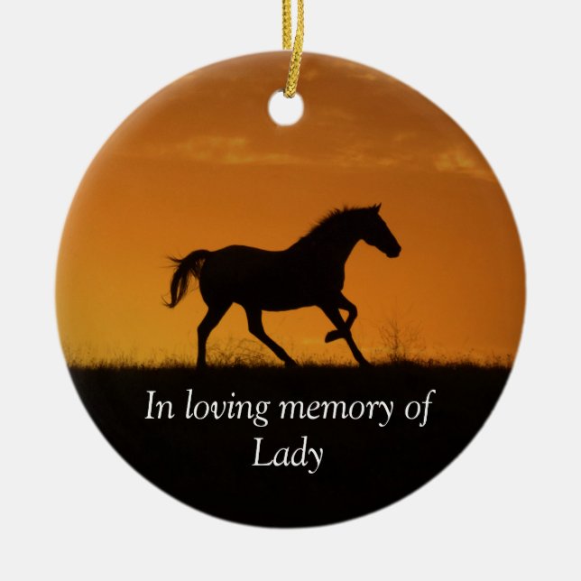 Horse Memorial Tribute with Spiritual Poem Ceramic Tree Decoration (Front)