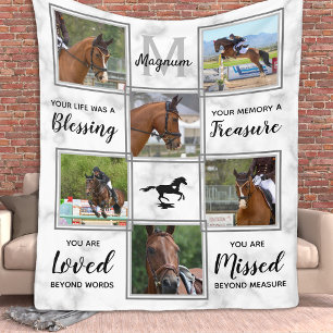 Horse Memorial Unique Photo Collage Fleece Blanket