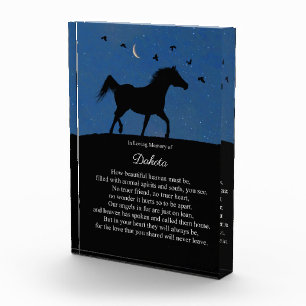 Horse Memorial with Spiritual Poem Custom Name Photo Block