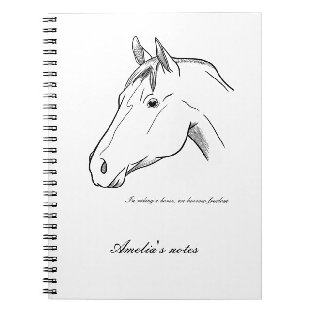 Horse minimalistic line design notebook (Front)