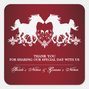 Horse modern silhouette floral square sticker