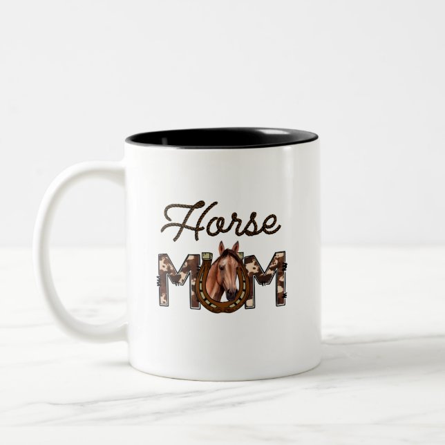 Horse Mom Two-Tone Coffee Mug (Left)