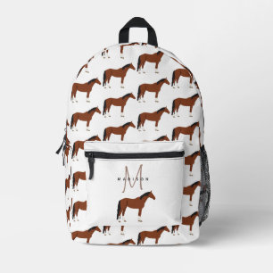 Horse Monogrammed Back To School Printed Backpack