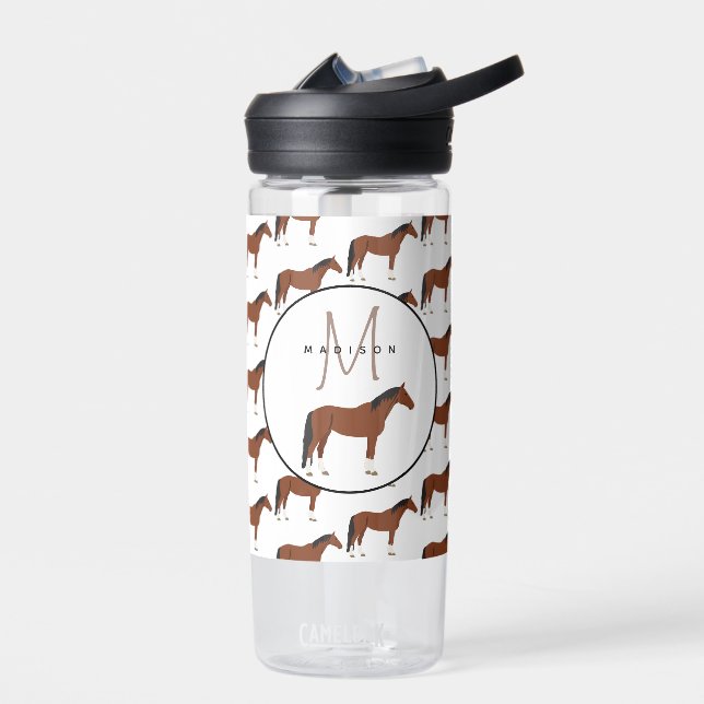 Horse Monogrammed School Water Bottle (Left)