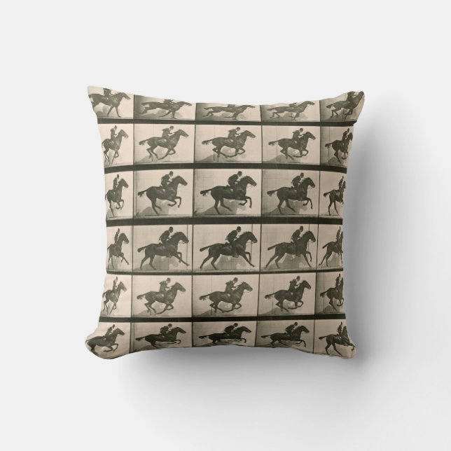 Horse Motion Vintage Photography Cushion (Front)