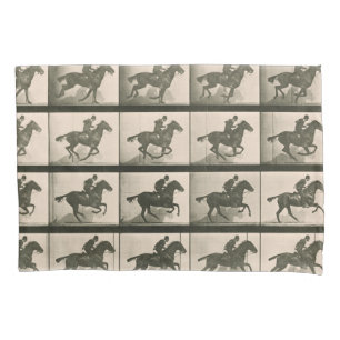Horse Motion Vintage Photography Pillowcase
