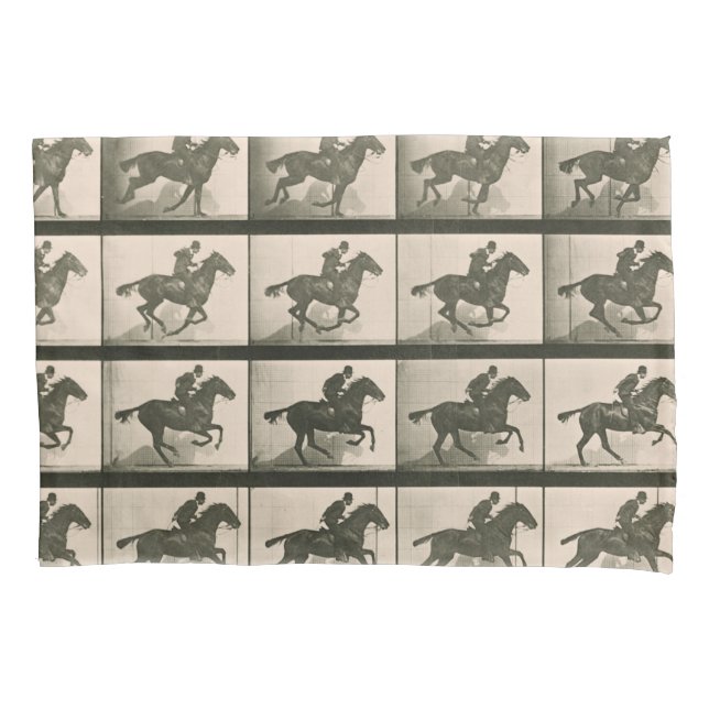 Horse Motion Vintage Photography Pillowcase (Front)